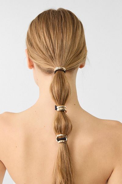 Stradivarius Set of 3 metallic textured scrunchies