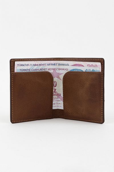 Fossil Boxed Genuine Leather Tan Crazy Slim Hand Portfolio Card Holder Wallet