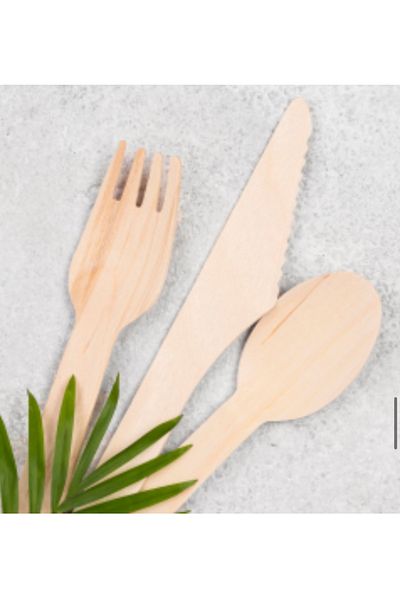 Çemrek Süs Parti Rollup Nature Dreams Wooden Fork Spoon Knife 10 Pcs