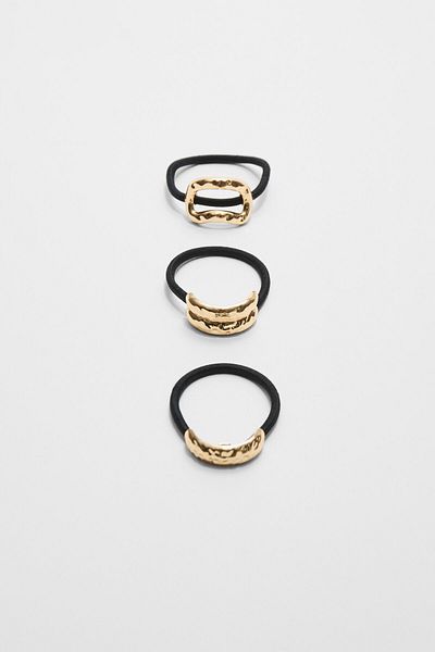 Stradivarius Set of 3 metallic textured scrunchies