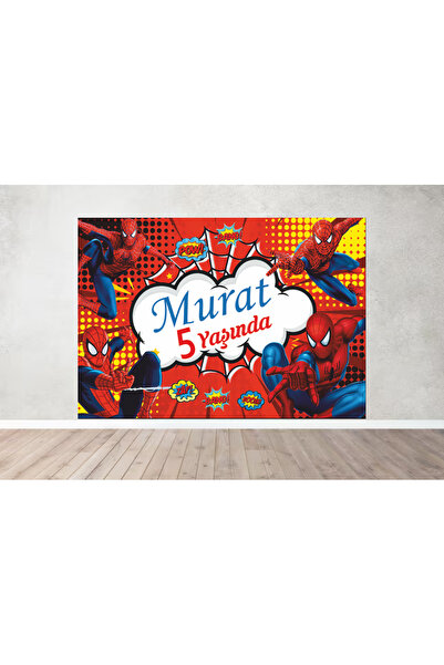 Home Kişiye Özel Isimli Örümcek Adam Temalı Doğum Günü Afişi Duvar Pankart 10...