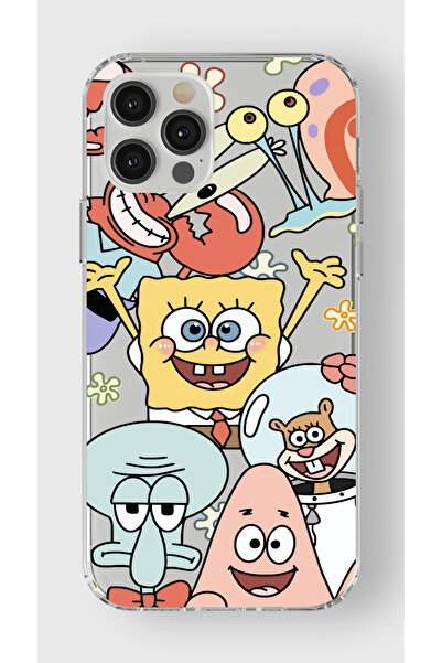 moonset Iphone 12 Pro Max Uyumlu Sünger Bob Tasarımlı Baskılı Şeffaf Telefon ...