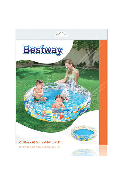 BESTWAY 152x30 3 Halkalı Plaj Ortamı Desenli Havuz