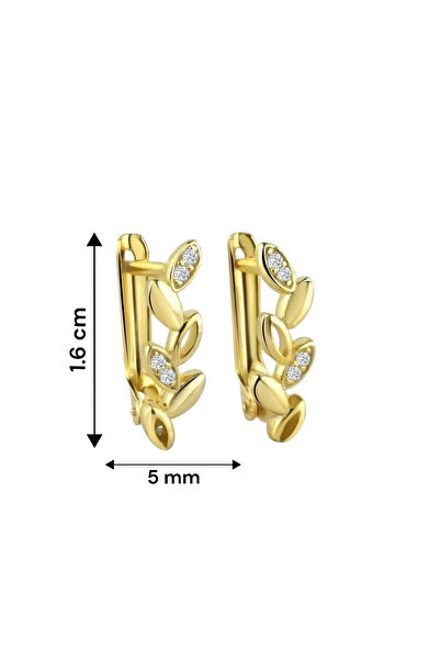 jelux silver Gümüş 925 Ayar Zirkon Taşlı Başak Gold Yıldız Küpe