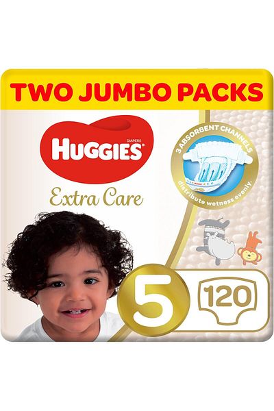 Huggies Extra Care, Size 5, 12 -22 kg, Twin Jumbo Pack, 120 Diapers