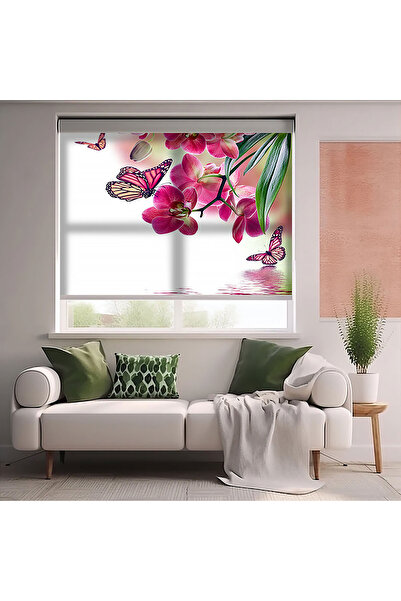 AD Home Πεταλούδες και λουλούδια τυπωμένες σε ρολό κουρτίνας - Κουρτίνα ηλιοπ...