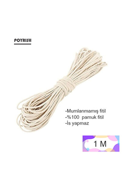 Poyrish Mum Fitili, Kalın Numara Mumlanmamış Pamuk Mum İpi, Mum İçin Fitil 1 ...