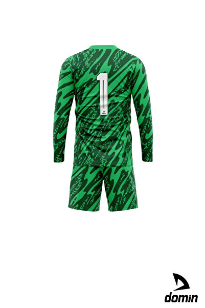 DOMİN SPOR Erkek Uzun Kollu Yeşil Nefes Alabilen Kaleci Forması Ve Şortu Goalkeeper Jersey Gk Dmnf5587
