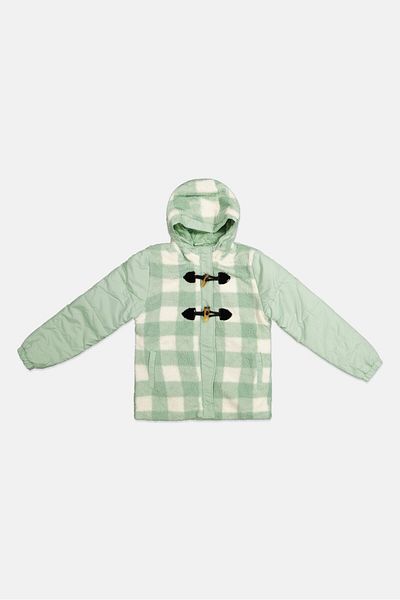 Limited Too Kids Girl Checkered Hooded Jacket, Mint Green