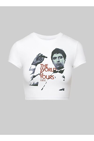 MAYDAY CULTURE Top crop Pinterest Y2K cu imprimeu alb pentru bebeluși Tricou ...