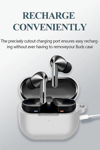EWEC Samsung Galaxy Buds3, Buds3 Pro, Buds3 Fe Uyumlu Silikon Kılıf, Kulaklık İpi, Temizleme Kalemi Seti