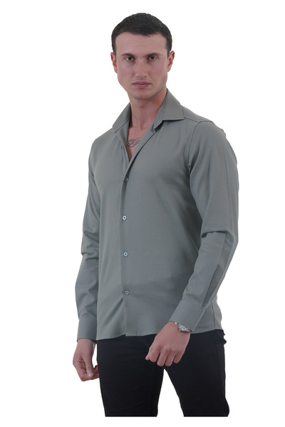 Exve Exclusive Кактус зелений м'який комір з текстурою броні, зручний крій, елегантна бавовняна тканина