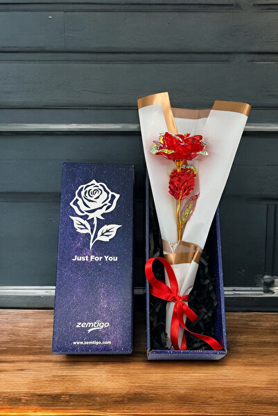 Zemtigo Kutu İçerisinde Kırmızı Sonsuzluk Gülü Buketi Sevgiliye Hediye Kutusu...