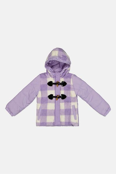 Limited Too Kids Girl Checkered Hooded Softshell Jacket, Lavender