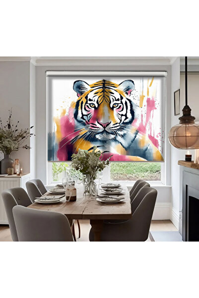 AD Home Πολύχρωμες κουρτίνες με σχέδιο Tiger Vector, Αντηλιακό σκίαστρο, Σαλό...