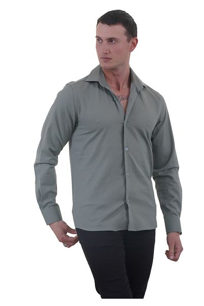 Exve Exclusive Cactus Green Soft Collar Dobby Textured Comfortable Fit Elegant Cotton Woven Shirt