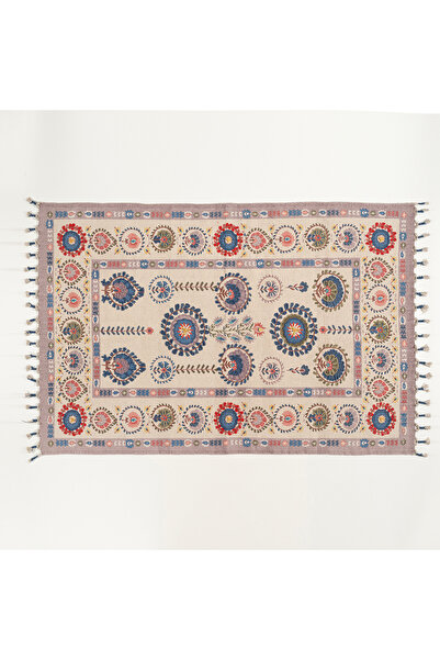 Zsa Zsa Zsu Palrı Nakışlı %100 Pamuk Kilim 80x150 Cm Krem