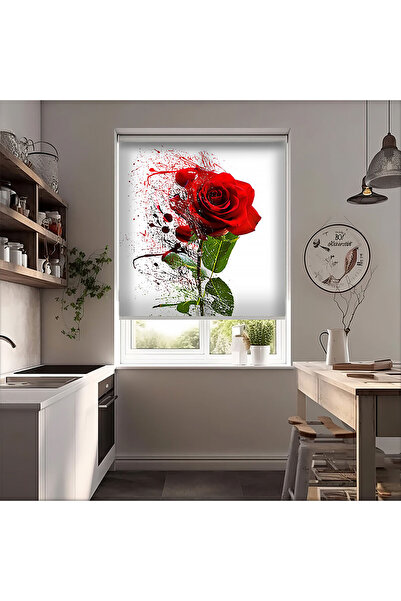 AD Home Κουρτίνα συρόμενη με στάμπα κόκκινο τριαντάφυλλο - Κουρτίνα συρόμενη ...