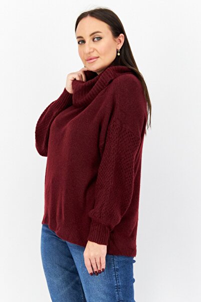 Vince Camuto Women Plus Size Turtle Neck Knitted Sweater, Maroon