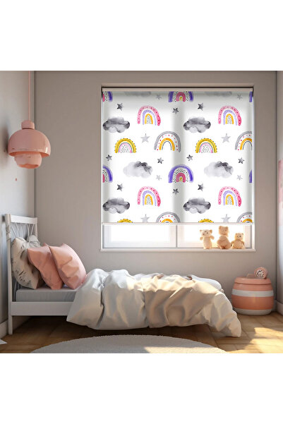 AD Home Πολύχρωμες ρολοκουρτίνες με στάμπα ακουαρέλας Rainbow - Κουρτίνα ηλιο...