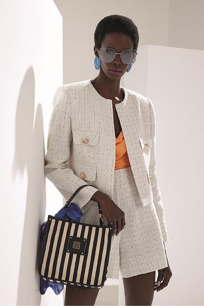 EXPLOSION Gold Metal Buttoned Textured Fabric Short Jacket and Shorts Set