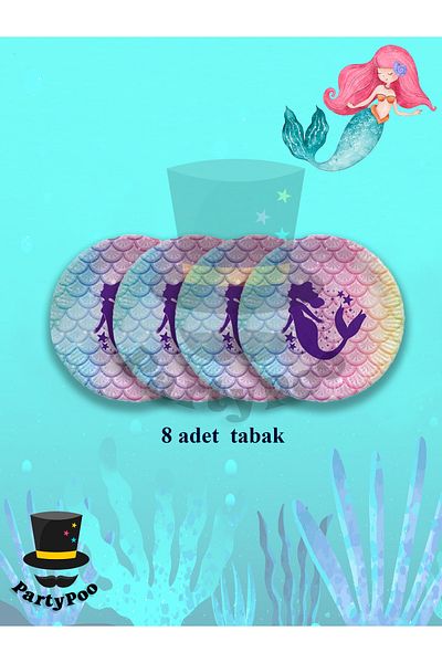 PartyPoo Mermaid Themed Birthday - Plate