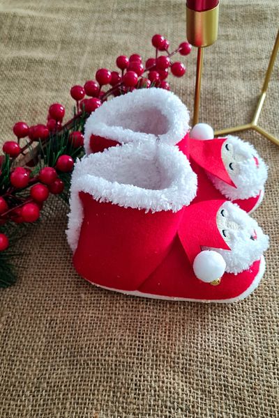 Royaleks Baby Rattle Slippers New Year Christmas Boots New Year Gift Red Baby Shoes