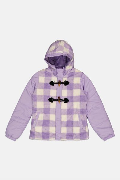 Limited Too Kids Girl Checkered Hooded Jacket, Lilac