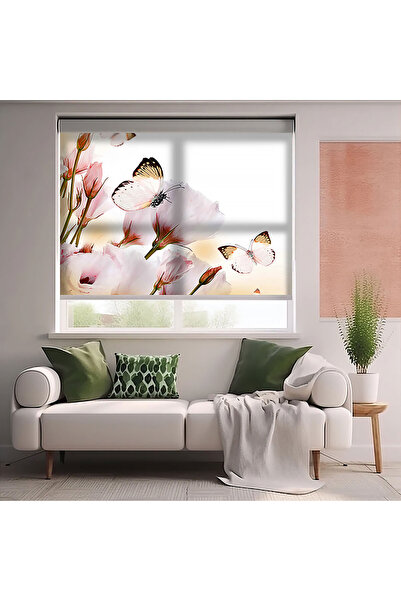 AD Home Κουρτίνες με στάμπες πεταλούδες και λουλούδια - Κουρτίνα ηλιοπροστασί...