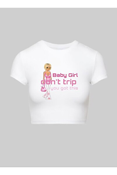 MAYDAY CULTURE Top crop Pinterest Y2K cu imprimeu alb pentru bebeluși Tricou ...