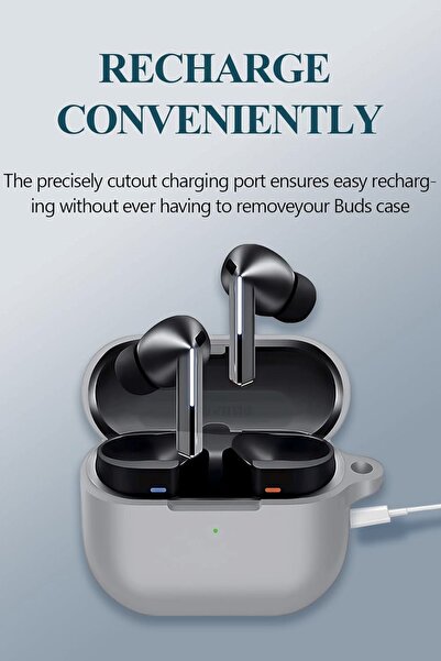 EWEC Samsung Galaxy Buds3, Buds3 Pro, Buds3 FE Uyumlu Silikon Kılıf, Kulaklık İpi, Temizleme Kalemi Seti