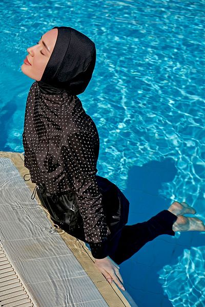 Remsa Mayo Remsa Parachute Covered Fully Covered Hijab Swimsuit R045 Black Monogram