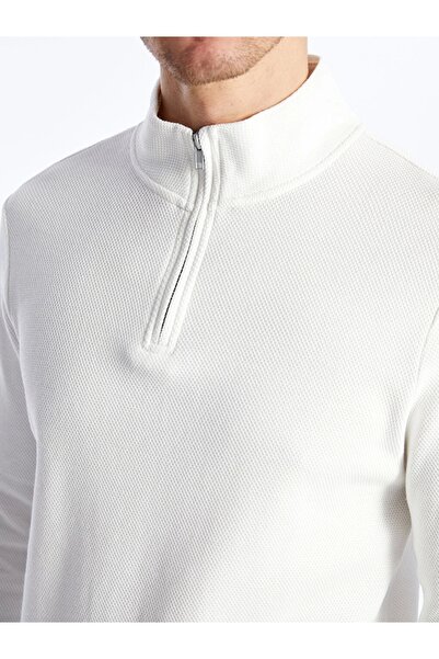 LC Waikiki Ανδρικό φούτερ Lcwaikiki Classic Ecru Stand Collar με μακρύ μανίκι