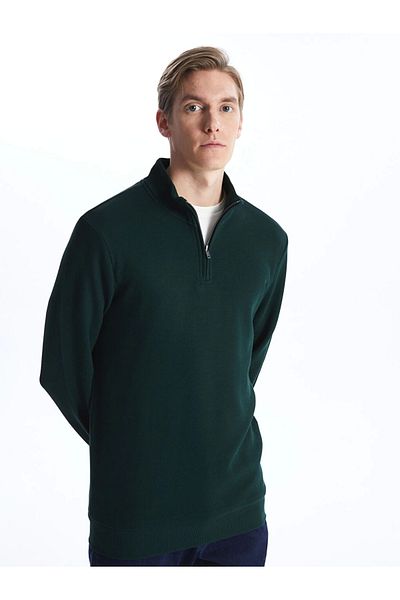 LC Waikiki Lcwaıkı Classic Green Stand Collar Long Sleeve Men's Sweatshirt