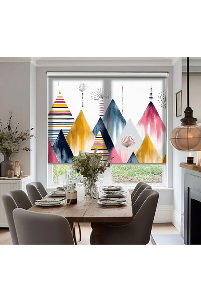 AD Home Renkli Vektörel Dağlar Baskılı Stor Perde - Güneşlik Perdesi - Bebek ...