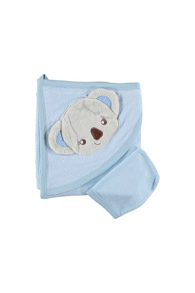 lullabee Mouse Embroidered Cotton Soft Baby Head Towel and Washcloth Set - Swaddle