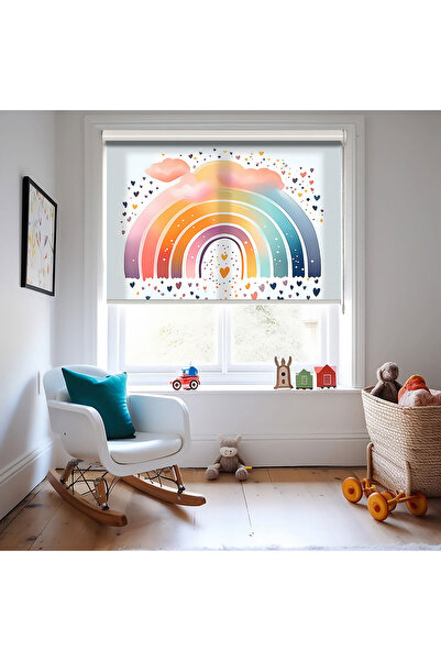 AD Home Πολύχρωμες κουρτίνες με στάμπα με ακουαρέλα Rainbow - Αντηλιακό σκίασ...