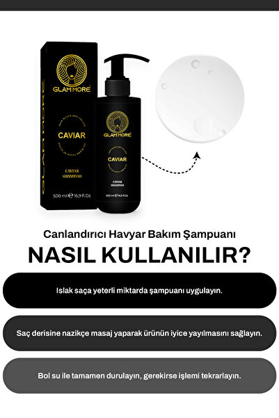 Glam More Caviar Shampoo 500 ML Canlandırıcı havyar şampuanı