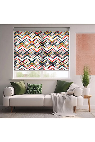 AD Home Χρωματιστές Γεωμετρικές Τυπωμένες Κουρτίνες Ρολό - Κουρτίνα Ηλιοπροστ...