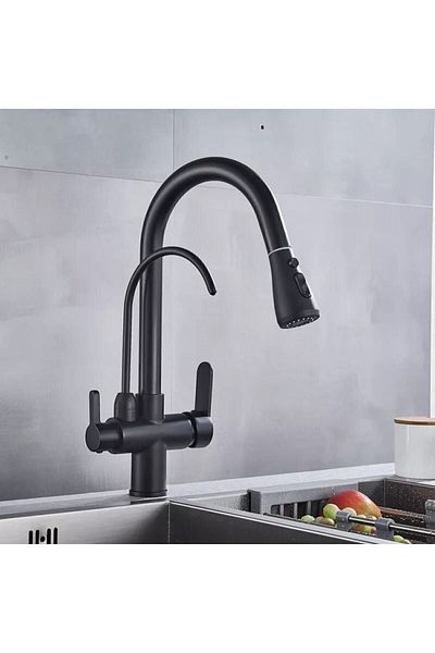 FLEKO Black Purified Spiral Kitchen Sink Faucet
