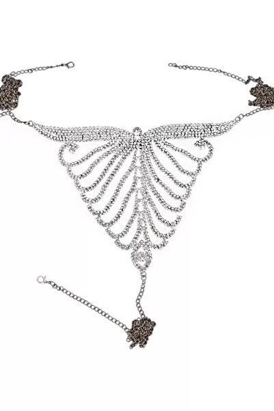 CAŞ DEKORASYON Gümüş Renk Taşlı Tanga