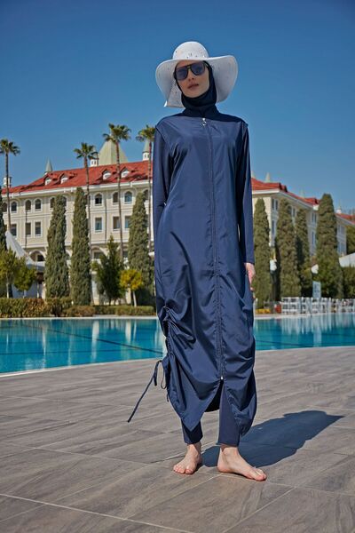 Remsa Mayo Remsa Design Fully Covered Hijab Swimsuit Full Length Long R027 Fatma Navy Blue