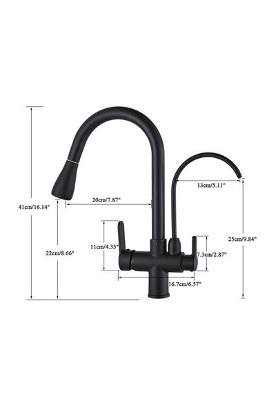 FLEKO Black Purified Spiral Kitchen Sink Faucet