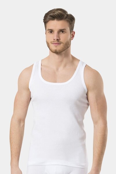 TÜREN Men's 2-Pack Ribbed Undershirt 109/White