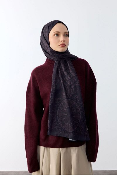 LYDIA SCARF Allica Ethnic Pattern Cotton Soft Non-Slip Shawl-Plum