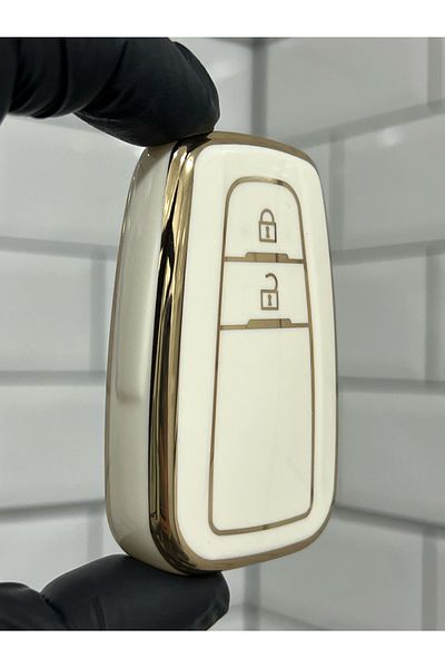 BARKAS ELEKTRONİK Toyota Corolla Prius Camry C-Hr Rav4 Land Cruiser - Black Gold Key Case Cover
