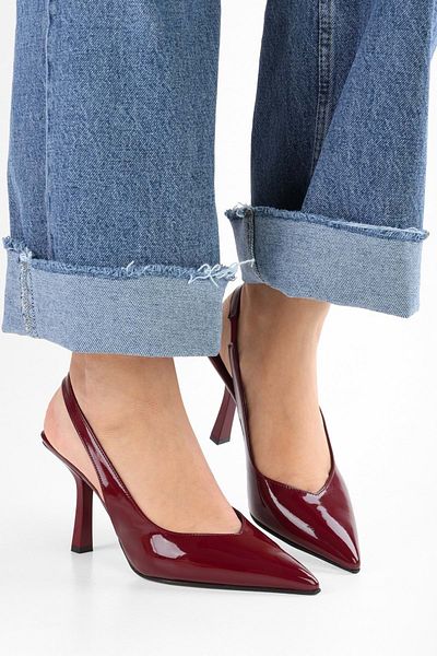 Shoeberry Damen Floe Burgundy Lackleder Stiletto