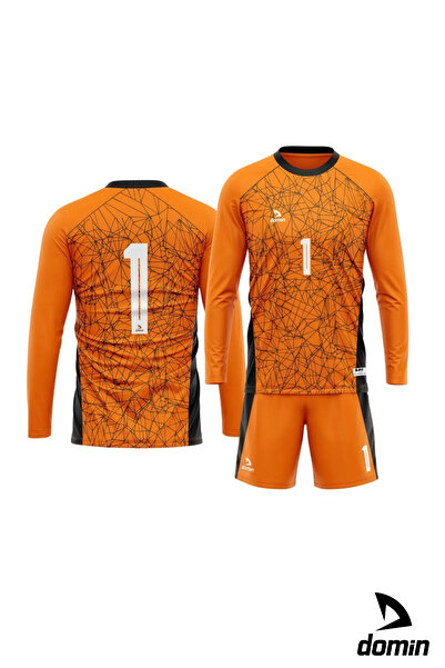 DOMİN SPOR Çocuk-yetişkin Uzun Kol Turuncu Kaleci Forması Maç Forması Futbol Forma Ve Şort Seti