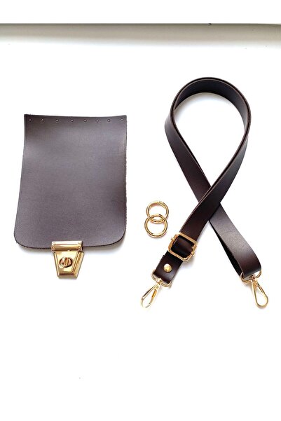 FERİHA HOBİ AKSESUAR غطاء حقيبة جلدي، طقم تعليق وحلقة (غطاء 12*16 سم)