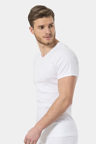 TÜREN Türen Men's Ribbed V-Neck Undershirt (Pack of 2) 156/White